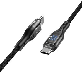 Кабель Hoco U115, Type-C - Type-C, 100 Вт, 5 А, 1.2 м, прозрачный, оплётка нейлон, чёрный Кабель Hoco U115, Type-C - Type-C, 100 Вт, 5 А, 1.2 м, прозрачный, оплётка нейлон, чёрный