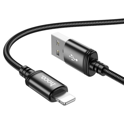 Кабель Hoco X89, Lightning - USB, 2.4 А, 1 м, плетённая проволока, чёрный