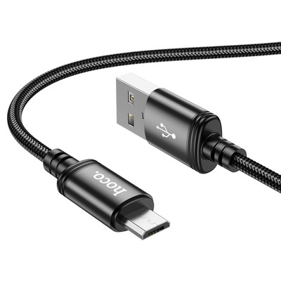 Кабель Hoco X89, Micro USB - USB, 2.4 А, 1 м, плетённая проволока, чёрный