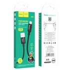 Кабель Hoco X89, Micro USB - USB, 2.4 А, 1 м, плетённая проволока, чёрный 9881516 - фото 13202666