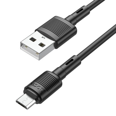 Кабель Hoco X83, Micro USB - USB, 2.4 А, 1 м, передача данных, ПВХ, чёрный