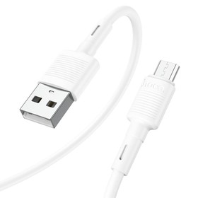 Кабель Hoco X83, Micro USB - USB, 2.4 А, 1 м, передача данных, ПВХ, белый