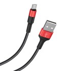 Кабель Hoco X26, Micro USB - USB, 2 А, 1 м, передача данных, оплётка нейлон, красный - фото 321757911