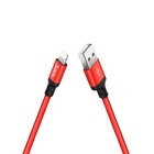 Кабель Hoco X14, Lightning - USB, 2.4 А, 1 м, быстрая зарядка, оплётка нейлон, красный - Фото 3