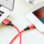 Кабель Hoco X14, Lightning - USB, 2.4 А, 1 м, быстрая зарядка, оплётка нейлон, красный - Фото 6