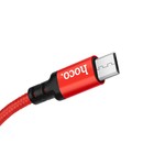 Кабель Hoco X14, Micro USB - USB, 2.4 А, 1 м, быстрая зарядка, оплётка нейлон, чёрно-красный 9881556 - фото 13210701