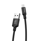 Кабель Hoco X14, Micro USB - USB, 2 А, 2 м, быстрая зарядка, оплётка нейлон, чёрный - Фото 1