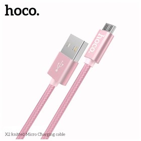 Кабель Hoco X2, Micro USB - USB, 2.4 А, 1 м, текстиль, розовый