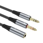 Кабель Hoco UPA21, Jack 3.5 мм (f) - 2 × Jack 3.5 мм (m), 0.25 м, оплётка нейлон, серый - Фото 7