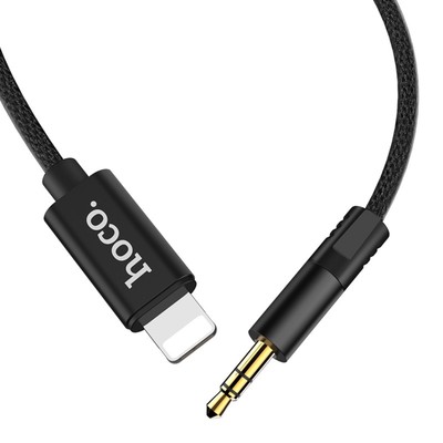 Аудио кабель Hoco UPA13, Jack 3.5 мм (m) - Lightning, 1 м, чёрный