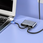 Адаптер Hoco HB30, HDMI/VGA/USB3.0/PD 15 см, серый - Фото 5