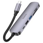 Адаптер Hoco HB28, HDMI/USB3.0/USB2.0/SD/TF/PD, 60 Вт, 3 А, 13.5 см, серый - Фото 4