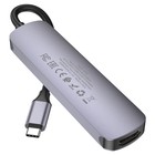 Адаптер Hoco HB28, HDMI/USB3.0/USB2.0/SD/TF/PD, 60 Вт, 3 А, 13.5 см, серый - Фото 3