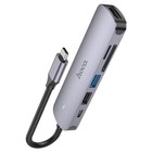 Адаптер Hoco HB28, HDMI/USB3.0/USB2.0/SD/TF/PD, 60 Вт, 3 А, 13.5 см, серый - Фото 6