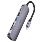 Адаптер Hoco HB28, HDMI/USB3.0/USB2.0/SD/TF/PD, 60 Вт, 3 А, 13.5 см, серый - Фото 7