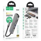 Адаптер Hoco HB28, HDMI/USB3.0/USB2.0/SD/TF/PD, 60 Вт, 3 А, 13.5 см, серый - Фото 8