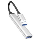 Адаптер Hoco HB26, 4 в 1, USB - USB3.0/USB2.0*3, длина кабеля 13 см, серебристый - Фото 2