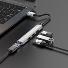 Адаптер Hoco HB26, 4 в 1, USB - USB3.0/USB2.0*3, длина кабеля 13 см, серебристый - Фото 3