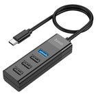 Адаптер Hoco HB25, 4 в 1, Type-C to USB3.0/USB2.0*3, длина кабеля 30 см, чёрный - Фото 3