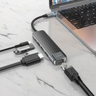 Адаптер Hoco HB23, HDMI/USB3.0/USB2.0/RJ45/PD, 60 ВТ, 3 А, длина кабеля 13.5 см, серый - Фото 6