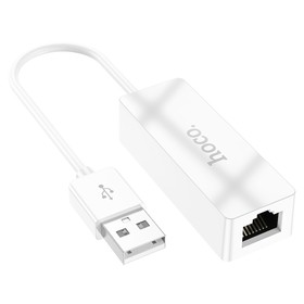 Адаптер Hoco UA22, USB-A - ethernet (100 Mб), 15 см, белый