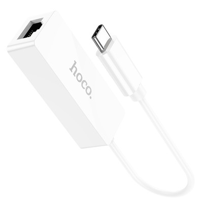 Адаптер Hoco UA22, Type-C - ethernet (100 Мб), 15 см, белый