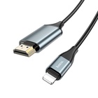 Адаптер Hoco UA15, Lightning - HDMI, 2 м, алюминиевый сплав + плетёный провод, серый - Фото 4