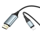 Адаптер Hoco UA15, Lightning - HDMI, 2 м, алюминиевый сплав + плетеный провод, серый - Фото 5