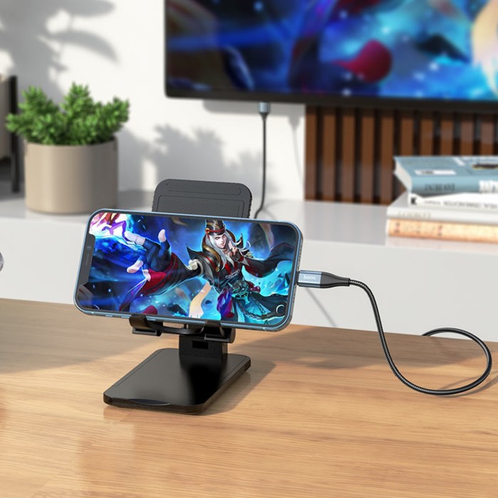 Адаптер Hoco UA15, Lightning - HDMI, 2 м, алюминиевый сплав + плетёный провод, серый - Фото 1