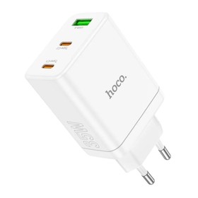 Сетевое зарядное устройство Hoco N33, 2 Type-C, 1 USB, 35 Вт, PD + QC, белое