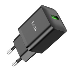 Сетевое зарядное устройство Hoco N26, 1 USB, 18 Вт, QC, чёрное