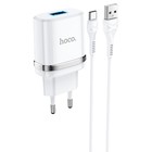Сетевое зарядное устройство Hoco N1, 1 USB, 2.4 А, кабель Type-C-USB, 1 м, белый - Фото 2