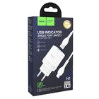 Сетевое зарядное устройство Hoco N1, 1 USB, 2.4 А, кабель Type-C-USB, 1 м, белый - Фото 6
