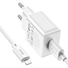 Сетевое зарядное устройство Hoco C106A, 1 USB, 2.1 А, кабель Lightning - USB, 1 м, белое - Фото 6