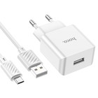 Сетевое зарядное устройство Hoco C106A, 1 USB, 2.1 А, кабель Micro USB -USB, 1 м, белое - фото 51585437 Сетевое зарядное устройство Hoco C106A, 1 USB, 2.1 А, кабель Micro USB -USB, 1 м, белое - фото 51585437