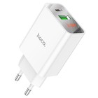 Сетевое зарядное устройство Hoco C100A, 1 USB, 1 Type-C, 18 Вт, 3 А, дисплей, PD + QC, белое - фото 321758519