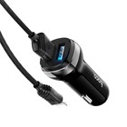 Автомобильное зарядное устройство Hoco Z40, 2 USB, 2.4 А, кабель Lightning - USB, 1 м,чёрное - Фото 3