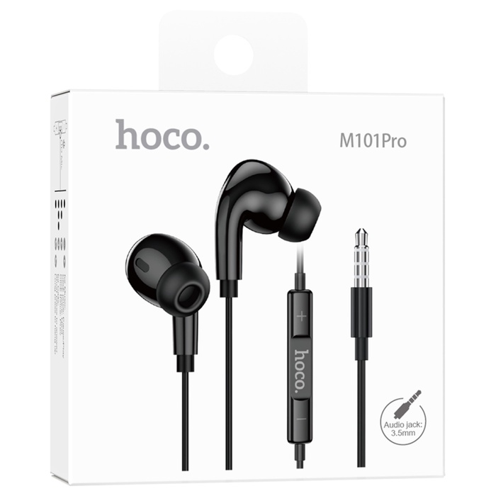 Наушники Hoco M101 Pro, проводные, вакуумные, микрофон, 1.2 м, чёрные - фото 51713370