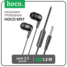 Наушники Hoco M97, проводные, вакуумные, микрофон, 1.2 м, чёрные 9881922