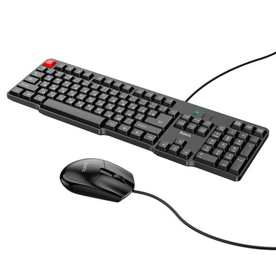 Комплект клавиатура + мышь Hoco GM16, проводная, мембраная, кабель 1.2 м, чёрный