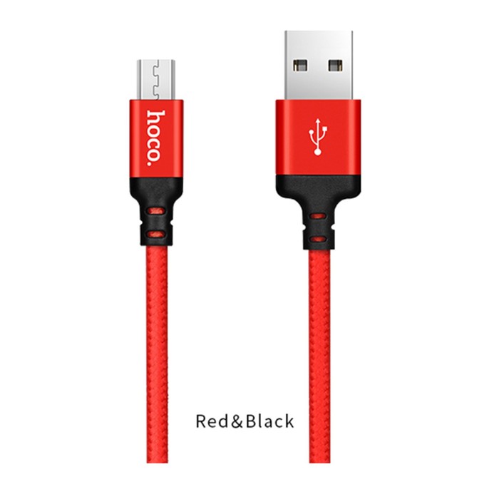 Кабель Hoco X14, 2 А, USB - micro USB, 2 м, черно-красный