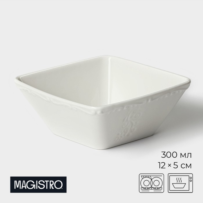 Салатник Magistro Kingdom, 300 мл, 12×5 см, фарфор, белый