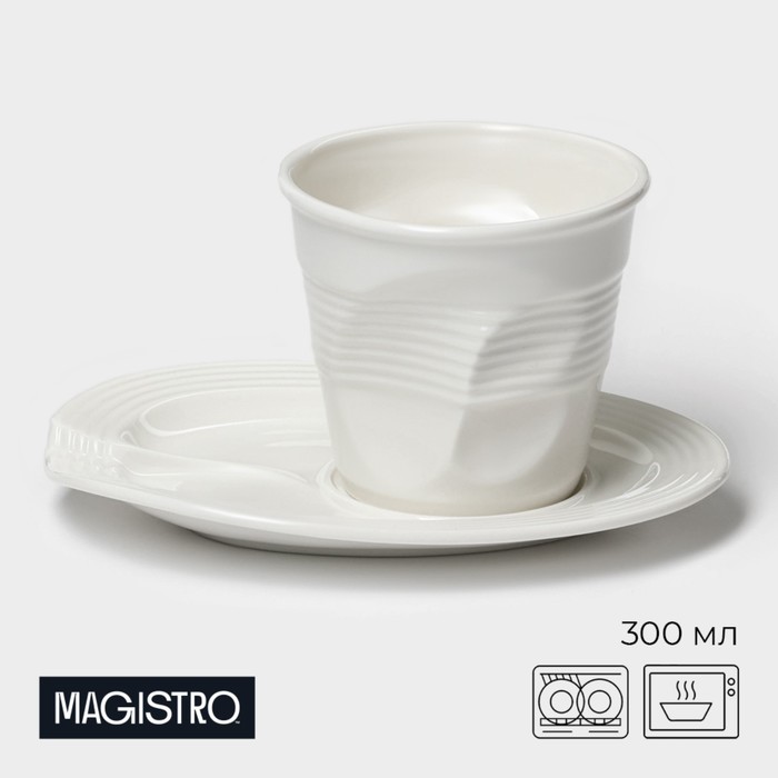Чайная пара Magistro "Бланш" кружка 300 мл, цвет белый - Фото 1