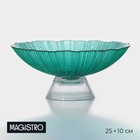Ваза из стекла для фруктов Magistro «Фейерверк», 1,4 л, 25×10 см, цвет изумрудный - фото 4509055