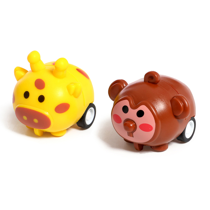 Набор машинок «Забавные зверушки. Африка», 2 штуки, МИКС , в ПАКЕТЕ - Фото 1