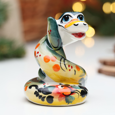 Фигурка фарфор гжель«Удавчик Кай», цветная