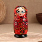 Матрёшка "Ромашка", красная, 5-кукольная, 16 см - фото 4467787
