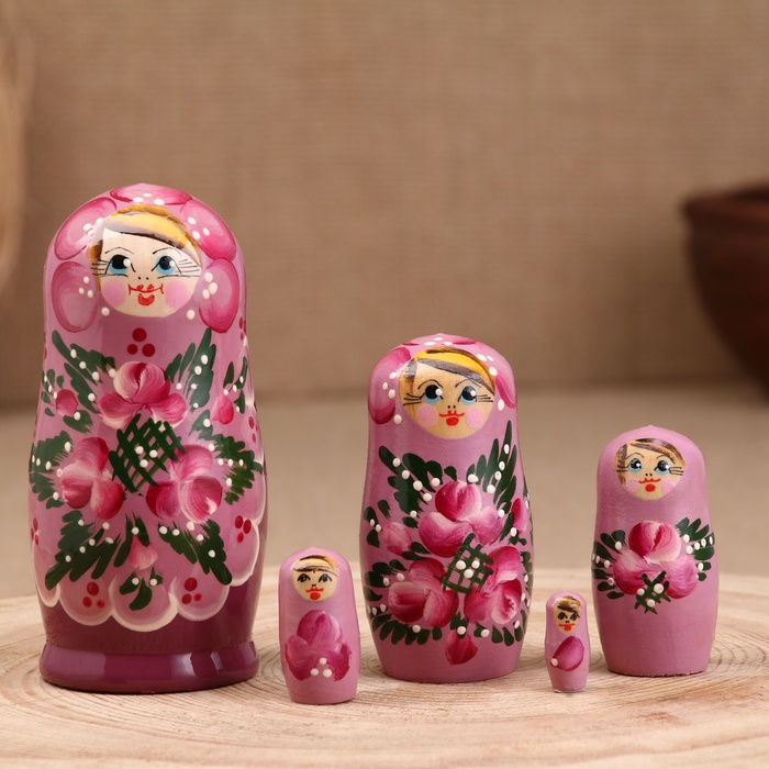 

Матрёшка "Любовь", сиреневый платок, 5-кукольная, 11,5 см