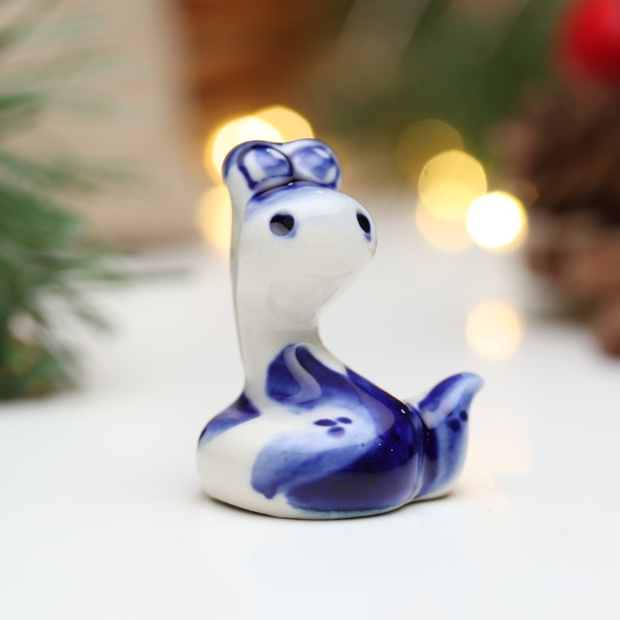 Сувенир символ года "Змея Пупс", гжель - Фото 1