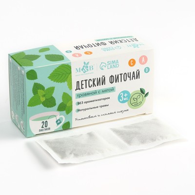 Детский чай M&B, травяной с мятой, от 3 мес., 20 пакетов